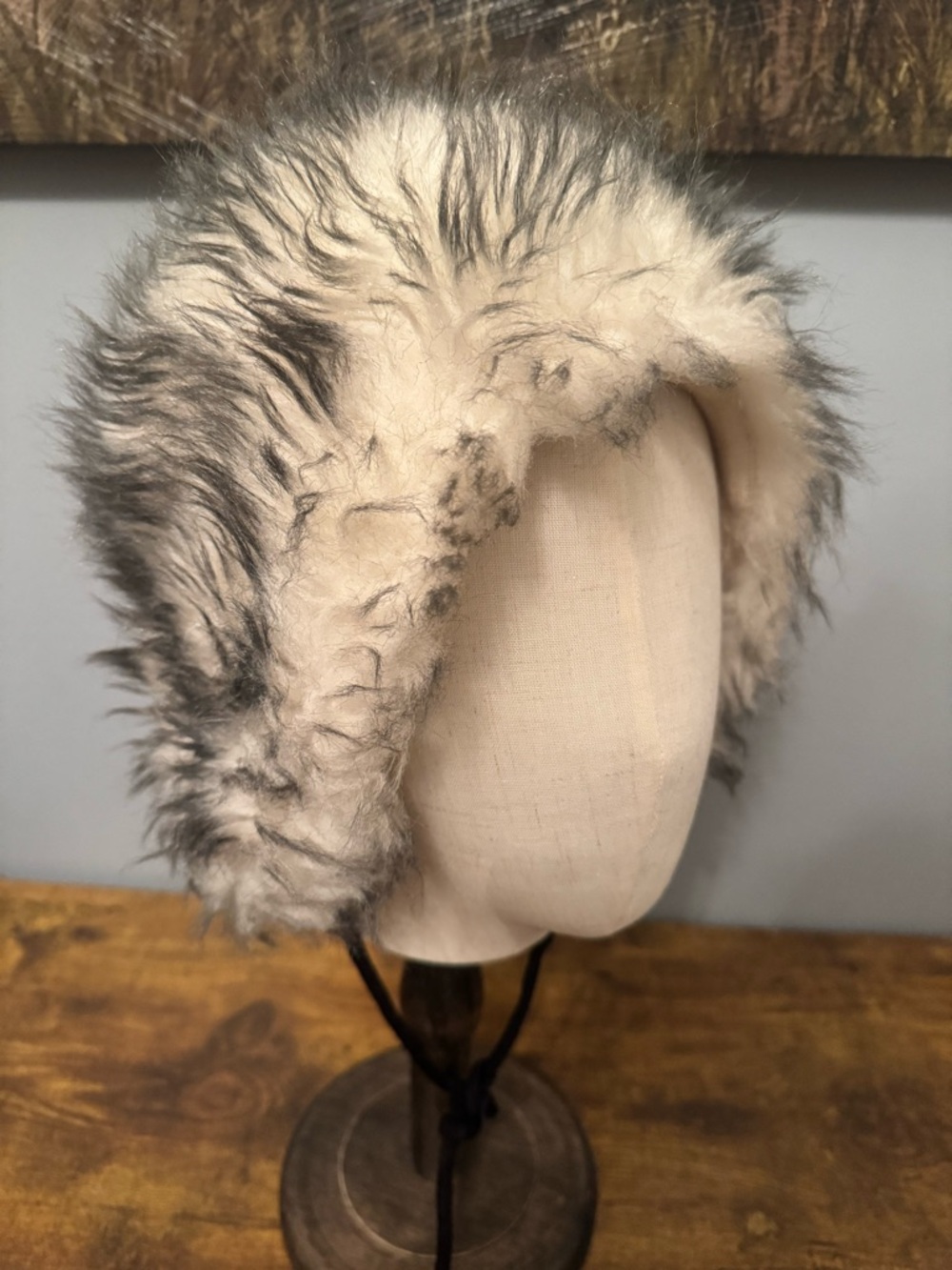Womens Wolf Faux Fur Hatโ White Black Shaggy Y2K Festival Winter Unisex